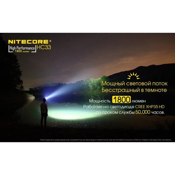 Налобный + ручной кемпинговый фонарь Nitecore HC33 (6-1282) изображение 7
