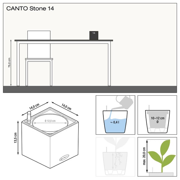 Вазон Lechuza Canto Stone 14 (графитно-черный) (13472) изображение 3