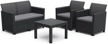 Комплект мебелі Keter Claire 2-місний диван зі столиком Orlando, чорний (252643)