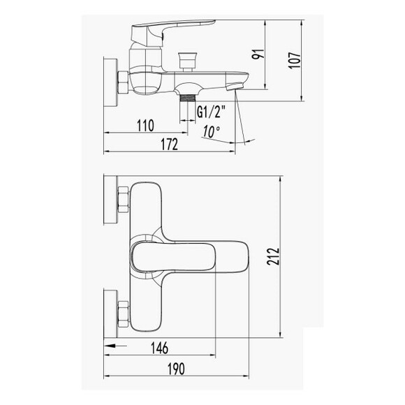 Набор 2 в 1: смеситель для ванны IMPRESE Loket 10230, душевая система T-15084, хром (SET20230914) изображение 3