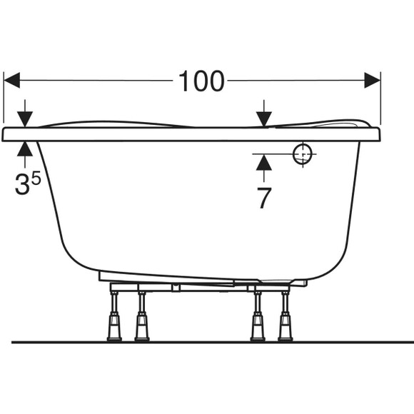 Ванна асимметричная KOLO SUPERO 150x100 см, с ножками (5537000) изображение 4