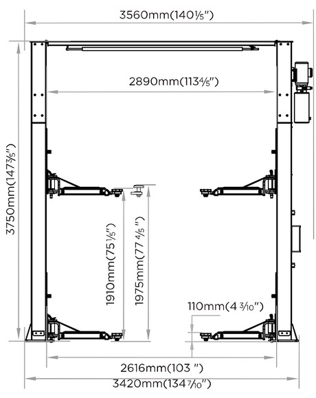 Подъемник двухстоечный автомобильный MAGNETI MARELLI MM Superlift 4000UC (007935018175) изображение 3