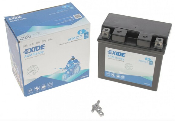 Мото аккумулятор Exide AGM12-7, 6Ah/100A изображение 4