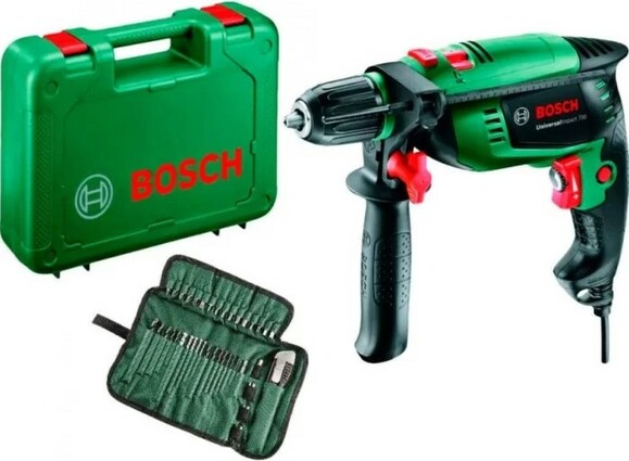 Ударная дрель Bosch UniversalImpact 700 + комплект сверл и бит 39 шт. (060313100A) изображение 3