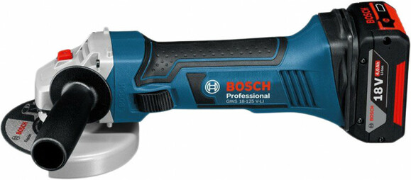 Акумуляторна кутова шліфувальна машина Bosch GWS 18-125 V-LI + GBA 18 В 4.0 Aч + GAL 18V-40 (0615990L6G) фото 2
