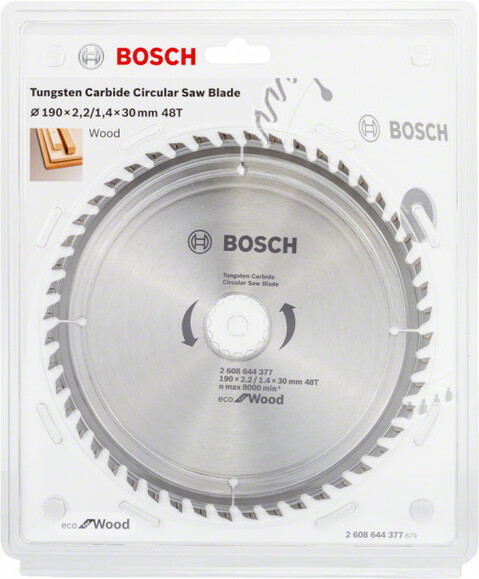 Пильный диск Bosch ECO WO 190x30 48 зуб. (2608644377) изображение 2