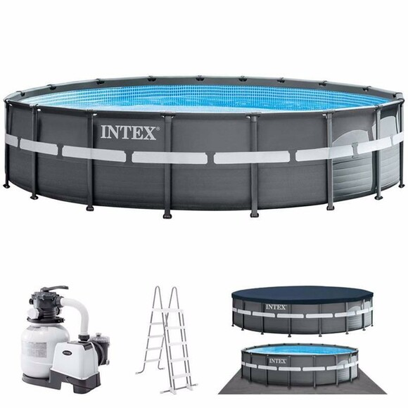 Каркасный бассейн Intex, 549x132 см (фильтр-насос 6 000 л/час, лестница, подстилка, тент) (26330) изображение 2