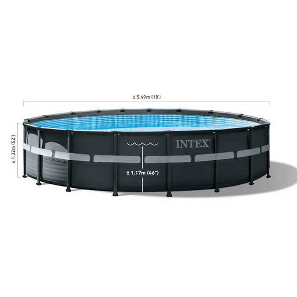 Каркасный бассейн Intex, 549x132 см (фильтр-насос 6 000 л/час, лестница, подстилка, тент) (26330) изображение 4