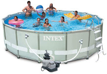 Каркасный бассейн Intex, 549x132 см (фильтр-насос 6 000 л/час, лестница, подстилка, тент) (26330)