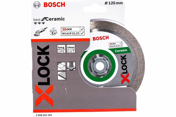 Алмазний диск Bosch X-LOCK Best for Ceramic Extraclean Turbo 115x22.23x1.4x7 мм (2608615131) фото 2