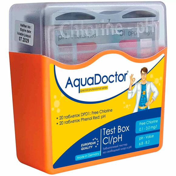 AquaDoctor Box тестер таблеточный pH и CL 20 тестов (23544) изображение 2