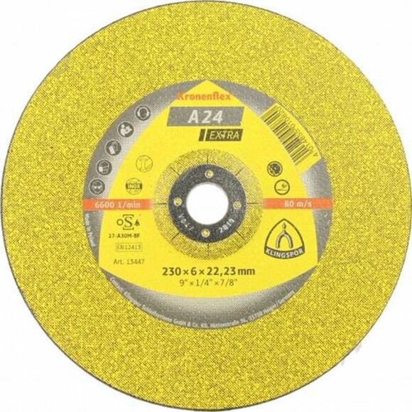 Зачисний диск Klingspor А24 Extra, 230х6.0х22 мм (13447)