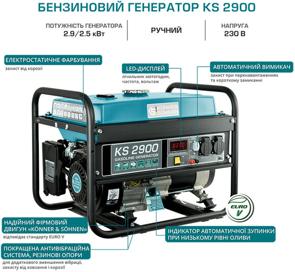Бензиновый генератор Konner&Sohnen KS 2900 изображение 6