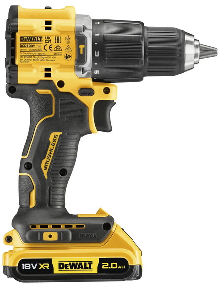 Дрель-шуруповерт ударный DeWALT XR, Li-Ion 18 В (DCD100YD2T) изображение 2