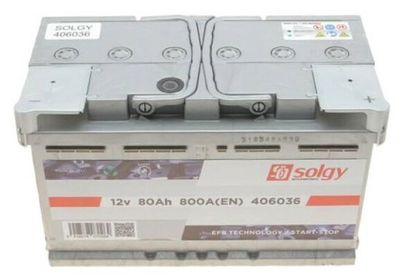 Автомобильный аккумулятор Solgy 6 CT-80-R, 80Ah/800A (406036) изображение 2