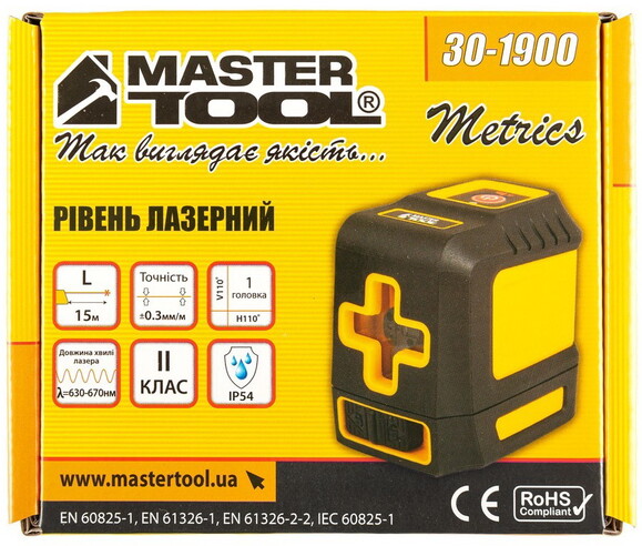 Уровень лазерный MASTERTOOL, 15 м ±0.3 мм/м, 635 нм (30-1900) изображение 12