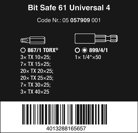 Набор бит Wera Bit-Safe 61 Universal 4 (05057909001) изображение 2
