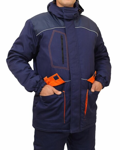 Куртка робоча утеплена Free Work Алекс темно-синя з помаранчевим р.64-66/5-6/XXXL (64745) фото 3
