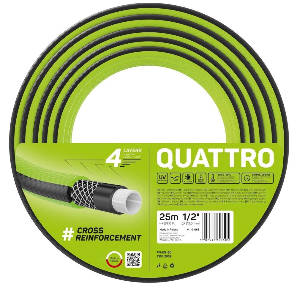 

Шланг садовый Cellfast QUATTRO 1/2'', 25 м (10-065)