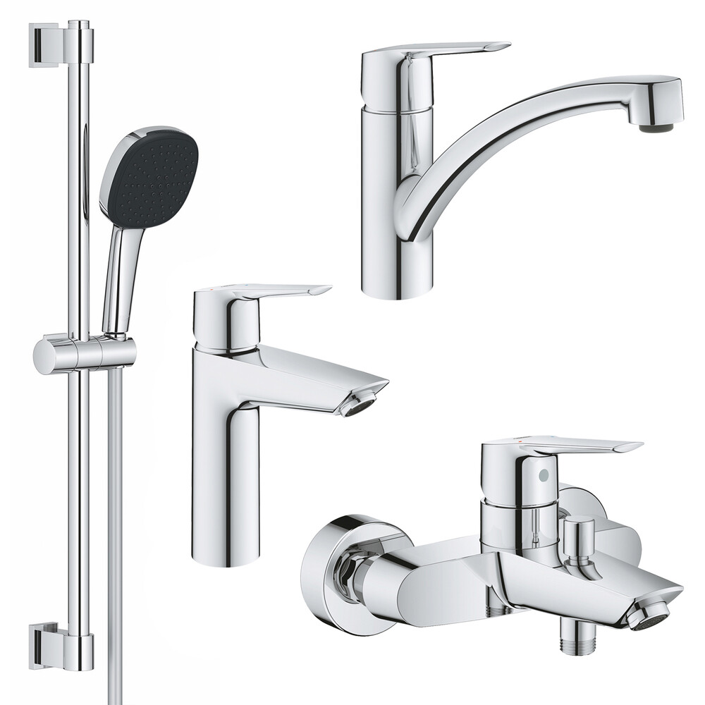 

Набор смесителей для ванной комнаты и кухни Grohe QuickFix Start Cube M-Size 4 в 1 (UA202301KE) (CV030617)