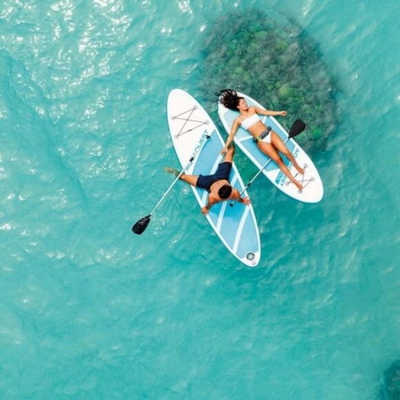 Дошка для плавання Intex Aqua Quest, 244x76х13 см, блакитна, з веслом і ручним насосом (68241) фото 5