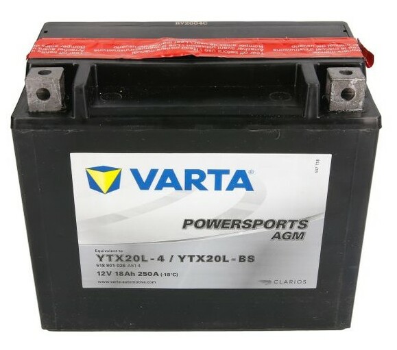 Мото аккумулятор Varta YTX20L-BS FUN 12В 18.9Аh 270А R+ изображение 3