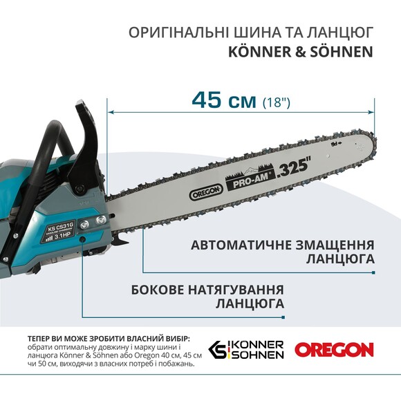 Бензопила Konner&Sohnen KS CS31G-18-1 изображение 9