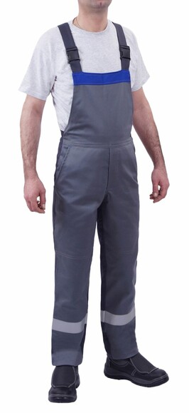 Рабочий полукомбинезон сварщика Free Work Fenix серый с синим р. 52-54/5-6 (61397) изображение 6