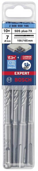 Бур Bosch EXPERT SDS-Plus-7X, 7x100x165 мм, 10 шт. (2608900166) фото 2