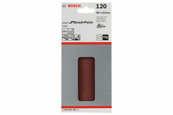 Шліфлист Bosch Expert для Wood and Paint C430, 80x133 мм, K120, 10 шт. (2608605281) фото 2