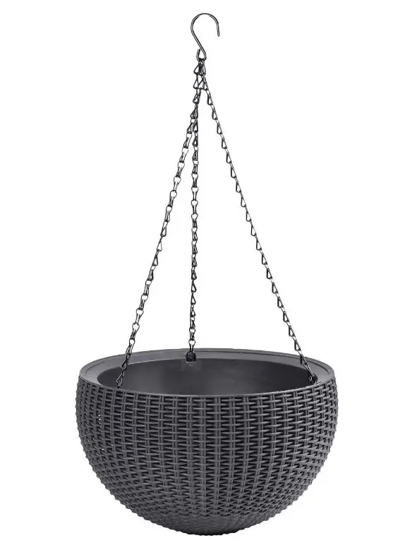 

Цветочный горшок Keter Rattan Style Hanging 8.6 л, графит (229545)