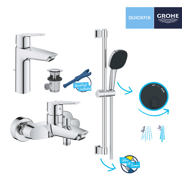 Комплект смесителей для ванной комнаты Grohe QuickFix Start 3 в 1 (UA202301MQ) (CV030619) изображение 25