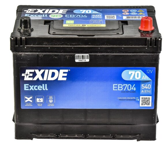 Акумулятор EXIDE EB704 Excell, 70Ah/540A фото 2