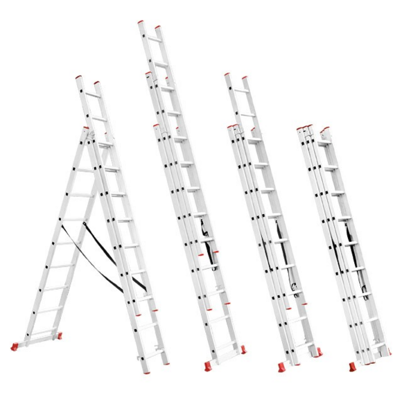 Лестница алюминиевая трехсекционная INTERTOOL 3х9 (LT-0309) изображение 3