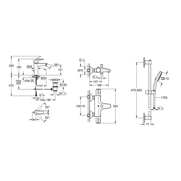 Комплект смесителей для ванной комнаты с термостатом Grohe QuickFix (UA202304TS) (CV030620) изображение 26