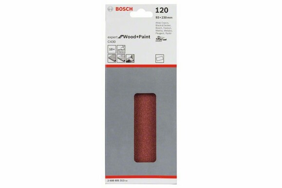 Шлифлист Bosch Expert for Wood and Paint C430, 93x230 мм, K120, 10 шт. (2608605313) изображение 2