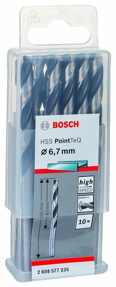 Сверло по металлу Bosch PointTeQ HSS 6.7х101 мм, 10 шт. (2608577235) изображение 2