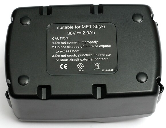 Аккумулятор PowerPlant для шуруповертов и электроинструментов METABO GD-MET-36, 36 V, 2 Ah, Li-Ion (DV00PT0020) изображение 2