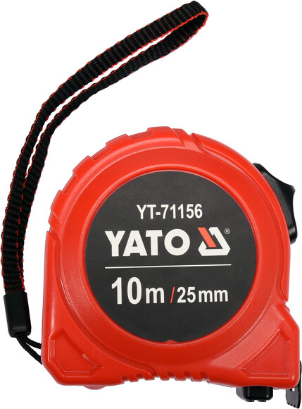 Рулетка Yato (YT-71156) 10 м x 25 мм стальной лентой, нейлоновым покрытием, двойной блокировкой изображение 2