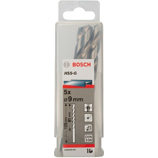 Набір свердел Bosch HSS-G 9мм (2608595075) 5 шт