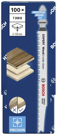 Пилочки по дереву Bosch Wood JSB, Т 308 В, 100 шт. (2608900553) изображение 2