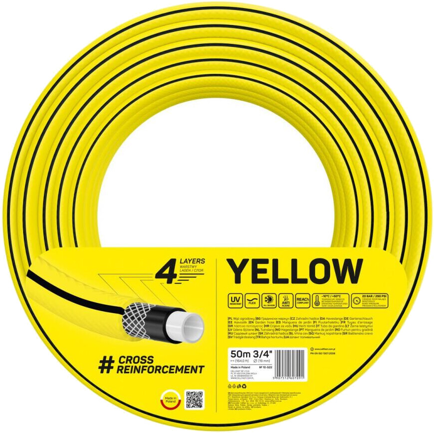 

Шланг садовый Cellfast 4 YELLOW 3/4, 50 м (10-522)