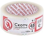 Скотч прозрачный INTERTOOL 48 мм,100 м, 52 мкм (KT-0903)