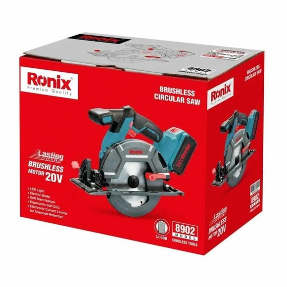 Циркулярна пила акумуляторна Ronix, 20В, без батареї (8902) фото 11