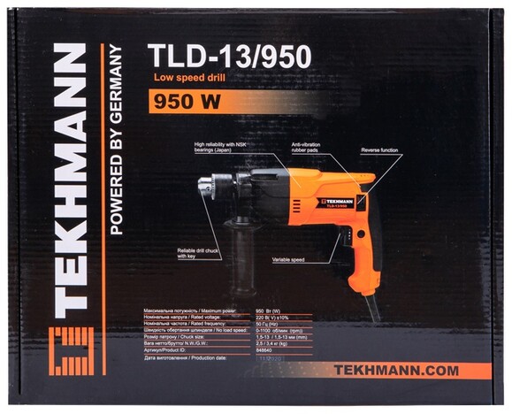 Дрель низко-оборотный Tekhmann TLD-13/950 (848640) изображение 7