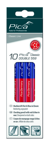 Олівець універсальний PICA Classic DOUBLE мультіматеріал синій Червоний (559-10) фото 2
