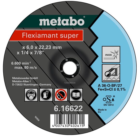 Круг очистной Metabo Flexiamant super Premium A 36-O 150x6x22.23 мм (616604000)