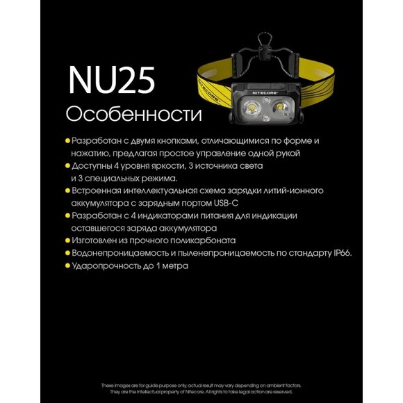 Налобный фонарь Nitecore NU25 NEW (6-1288-bl_new) изображение 16