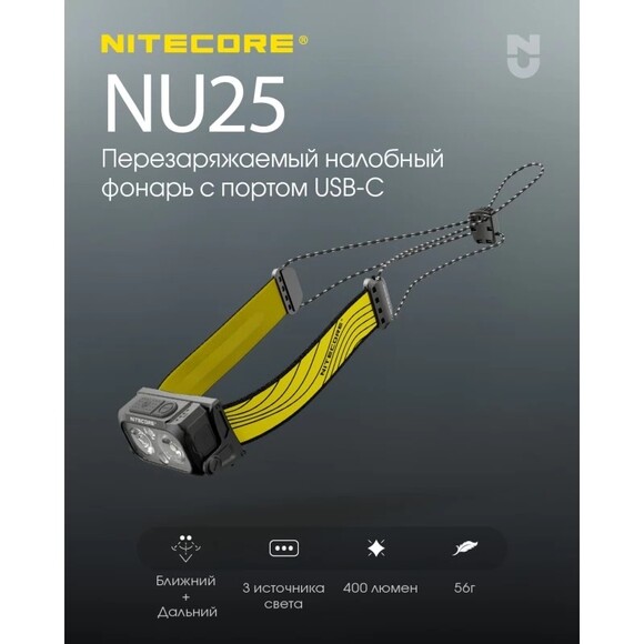Налобний ліхтар Nitecore NU25 NEW (6-1288-bl_new) фото 8