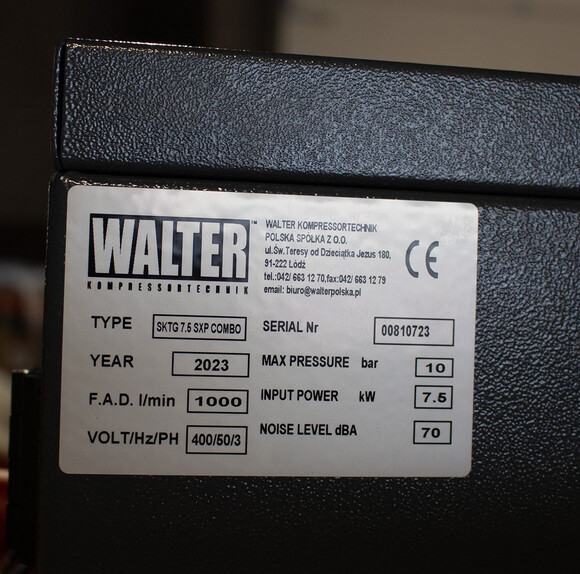 Гвинтовий компресор з ремінним приводом WALTER SKTG 7.5/500 SXP COMBO фото 13